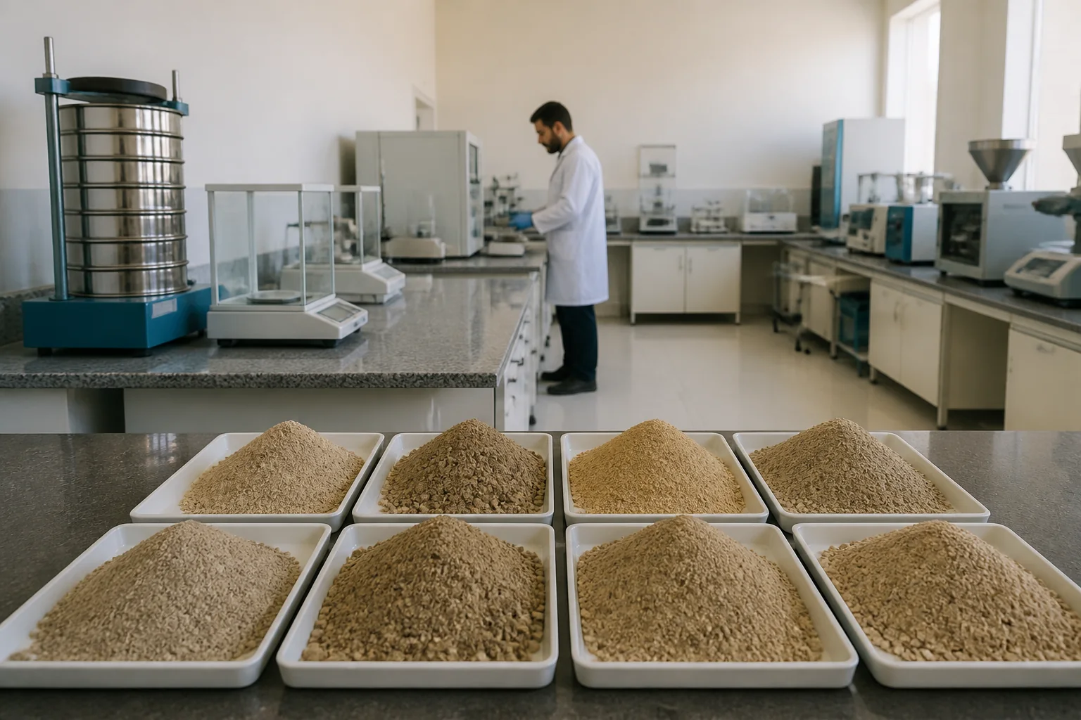 Mineral samples inside the Khunayfis site laboratory