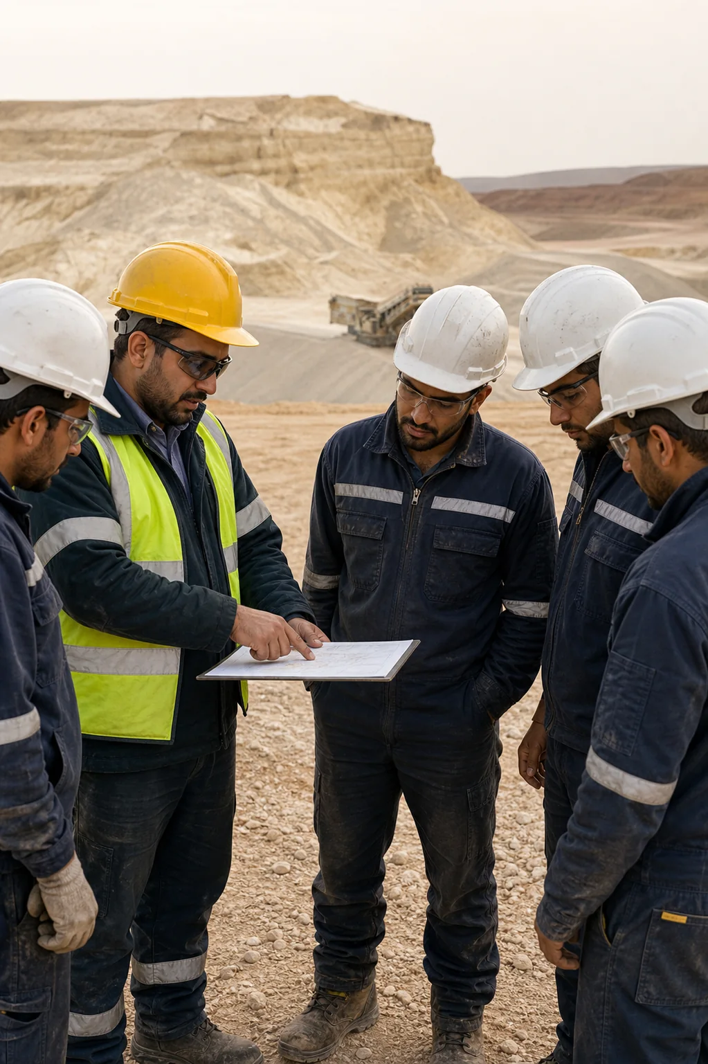 Safety briefing at the Khunayfis mines